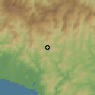 Shaded relief of the 60 km around Chichica, drawn from the GMTED2010 grid