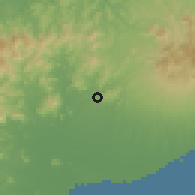 Shaded relief of the 60 km around Chigoré, drawn from the GMTED2010 grid