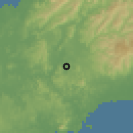 Shaded relief of the 60 km around Chilibre, drawn from the GMTED2010 grid