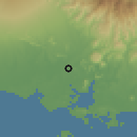 Shaded relief of the 60 km around Chiriquí, drawn from the GMTED2010 grid