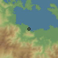 Shaded relief of the 60 km around Chiriquí Grande, drawn from the GMTED2010 grid