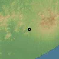 Shaded relief of the 60 km around Churuquita Chiquita, drawn from the GMTED2010 grid