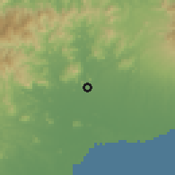 Shaded relief of the 60 km around Coclé, drawn from the GMTED2010 grid