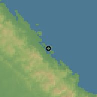 Shaded relief of the 60 km around Coetupo, drawn from the GMTED2010 grid
