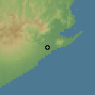 Shaded relief of the 60 km around Coloncito, drawn from the GMTED2010 grid