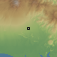 Shaded relief of the 60 km around Dolega, drawn from the GMTED2010 grid