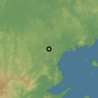 Shaded relief of the 60 km around El Coco, drawn from the GMTED2010 grid