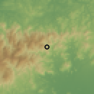 Shaded relief of the 60 km around El Copé, drawn from the GMTED2010 grid
