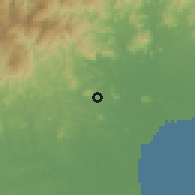 Shaded relief of the 60 km around El Cortezo, drawn from the GMTED2010 grid