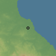 Shaded relief of the 60 km around El Ejido, drawn from the GMTED2010 grid