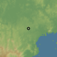 Shaded relief of the 60 km around El Espavé, drawn from the GMTED2010 grid