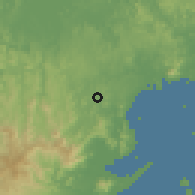 Shaded relief of the 60 km around El Espino, drawn from the GMTED2010 grid