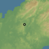 Shaded relief of the 60 km around El Giral, drawn from the GMTED2010 grid
