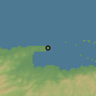 Shaded relief of the 60 km around El Porvenir, drawn from the GMTED2010 grid