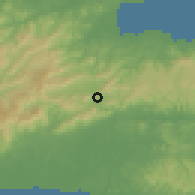 Shaded relief of the 60 km around El Progreso, drawn from the GMTED2010 grid