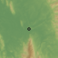 Shaded relief of the 60 km around El Real de Santa María, drawn from the GMTED2010 grid