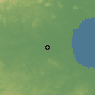 Shaded relief of the 60 km around El Rincón, drawn from the GMTED2010 grid