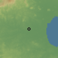 Shaded relief of the 60 km around El Roble, drawn from the GMTED2010 grid