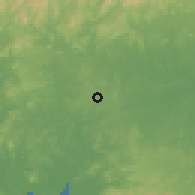 Shaded relief of the 60 km around El Uvito, drawn from the GMTED2010 grid