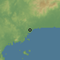 Shaded relief of the 60 km around Altos de San Francisco, drawn from the GMTED2010 grid