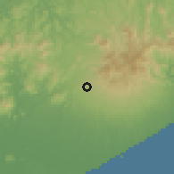 Shaded relief of the 60 km around Entradero, drawn from the GMTED2010 grid