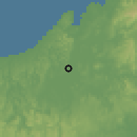 Shaded relief of the 60 km around Escobal, drawn from the GMTED2010 grid