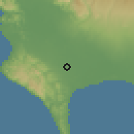 Shaded relief of the 60 km around Finca Blanco, drawn from the GMTED2010 grid