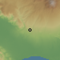 Shaded relief of the 60 km around Gómez, drawn from the GMTED2010 grid