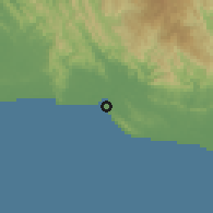 Shaded relief of the 60 km around Kerema, drawn from the GMTED2010 grid