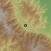 Shaded relief of the 60 km around Kokoda, drawn from the GMTED2010 grid