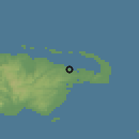 Shaded relief of the 60 km around Lorengau, drawn from the GMTED2010 grid