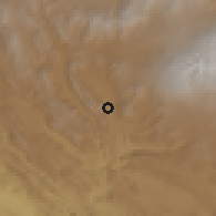 Shaded relief of the 60 km around Mendi, drawn from the GMTED2010 grid