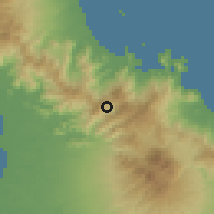 Shaded relief of the 60 km around Panguna, drawn from the GMTED2010 grid