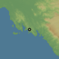 Shaded relief of the 60 km around Port Moresby, drawn from the GMTED2010 grid
