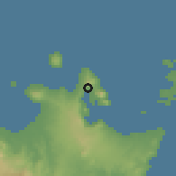 Shaded relief of the 60 km around Rabaul, drawn from the GMTED2010 grid