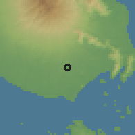Shaded relief of the 60 km around Buin, drawn from the GMTED2010 grid