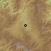 Shaded relief of the 60 km around Bulolo, drawn from the GMTED2010 grid