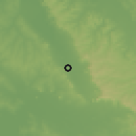 Shaded relief of the 57 km around Pirayú, drawn from the GMTED2010 grid