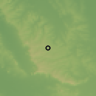 Shaded relief of the 57 km around Piribebuy, drawn from the GMTED2010 grid