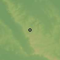 Shaded relief of the 57 km around Caacupé, drawn from the GMTED2010 grid
