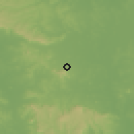 Shaded relief of the 57 km around Ybytimí, drawn from the GMTED2010 grid