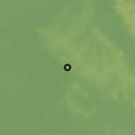 Shaded relief of the 57 km around Ypané, drawn from the GMTED2010 grid