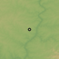 Shaded relief of the 57 km around Carlos Antonio López, drawn from the GMTED2010 grid