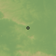 Shaded relief of the 57 km around General Bernardino Caballero, drawn from the GMTED2010 grid