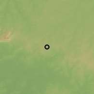 Shaded relief of the 57 km around General Higinio Morínigo, drawn from the GMTED2010 grid