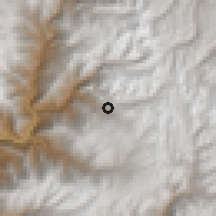 Shaded relief of the 60 km around Cajatambo, drawn from the GMTED2010 grid