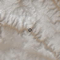 Shaded relief of the 60 km around Calca, drawn from the GMTED2010 grid