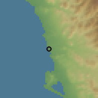 Shaded relief of the 60 km around Caleta de Carquín, drawn from the GMTED2010 grid