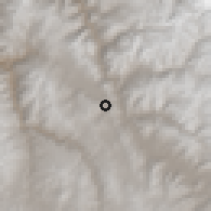 Shaded relief of the 59 km around Acopia, drawn from the GMTED2010 grid