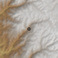 Shaded relief of the 60 km around Canta, drawn from the GMTED2010 grid